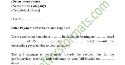 Sample Letter Format for Payment against PDC Cheque.